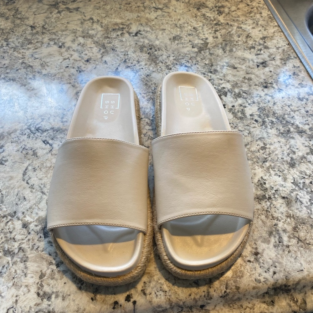 Women's Beige Slide Sandals